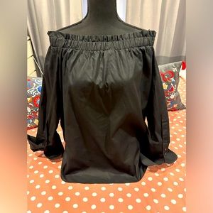 H&M off-shoulder black long sleeve blouse; NWT; size 6 (runs big)
